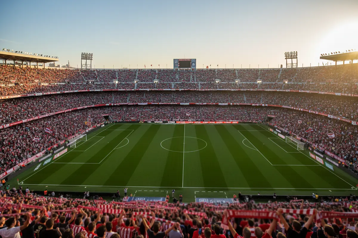 Estadio de fútbol español lleno de aficionados durante un partido de LaLiga